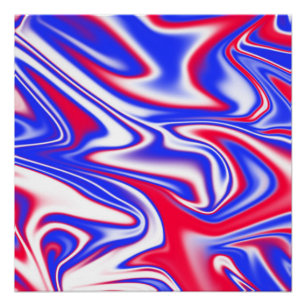 Patriotic Swirl: Red White and Blue Marble, Poster