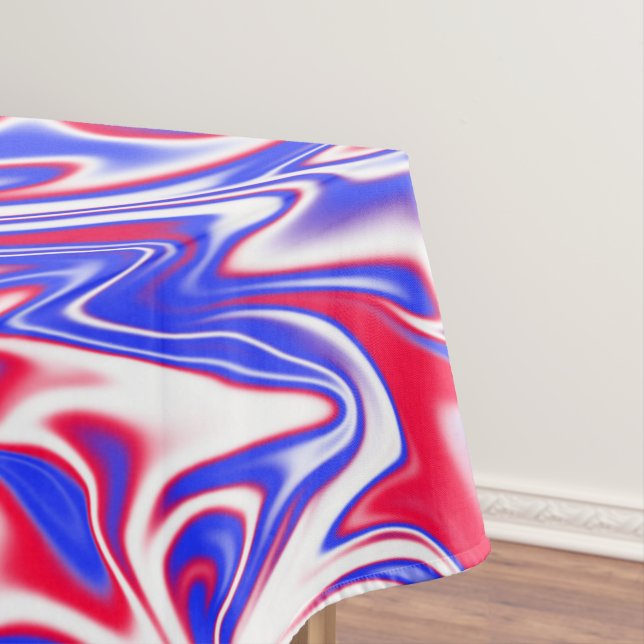 "Patriotic Swirl: The Red, White, and Blue Marble" Tablecloth (In Situ)
