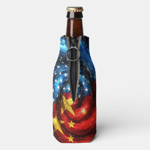 Patriotic Swirl USA China Insulated Bottle Cover  Cooler
