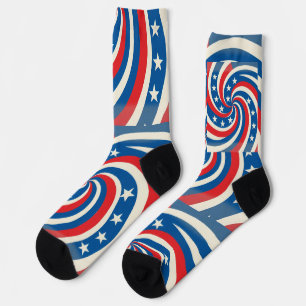 Patriotic Swirling Stars & Stripes Bold USA Pride Socks