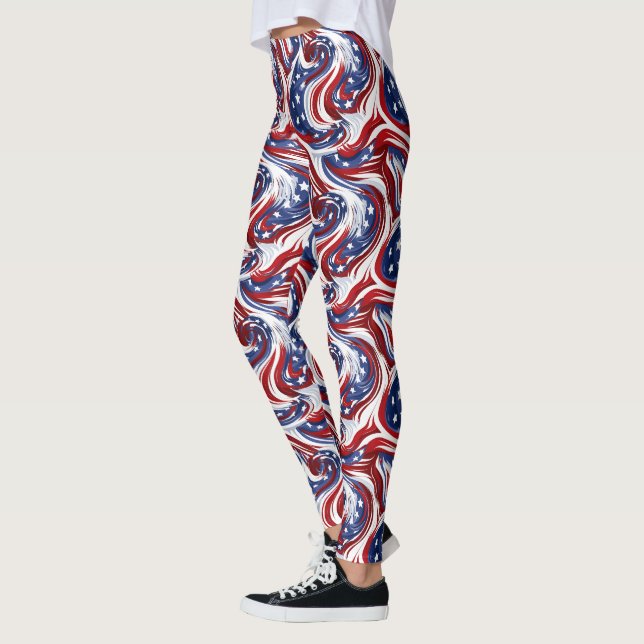 Patriotic Swirls Leggings - Fun (Left)