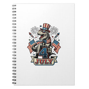Patriotic T-Rex 4th of July Vintage Shirt Design_1 Notebook