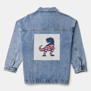 Patriotic T-Rex American Flag Dinosaur Design_1 Denim Jacket