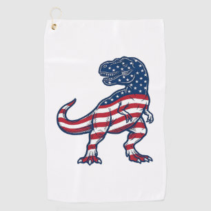 Patriotic T-Rex American Flag Dinosaur Design_1 Golf Towel