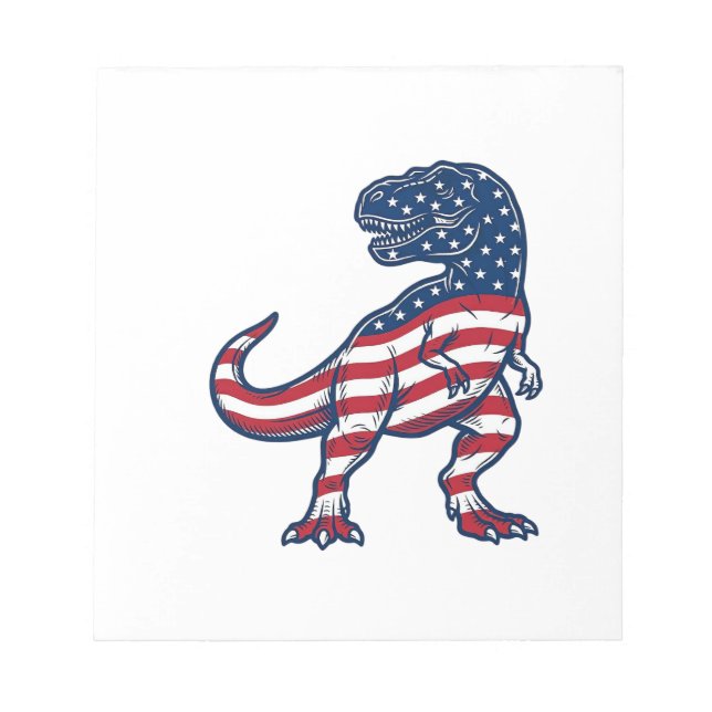 Patriotic T-Rex American Flag Dinosaur Design_1 Notepad (Front)