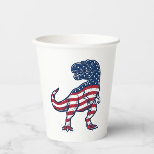 Patriotic T-Rex American Flag Dinosaur Design_1 Paper Cups