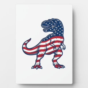 Patriotic T-Rex American Flag Dinosaur Design_1 Plaque