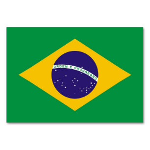 Patriotic table card with Flag of Brazil