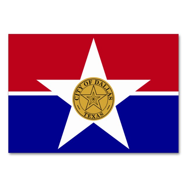 Patriotic table card with Flag of Dallas (Front)
