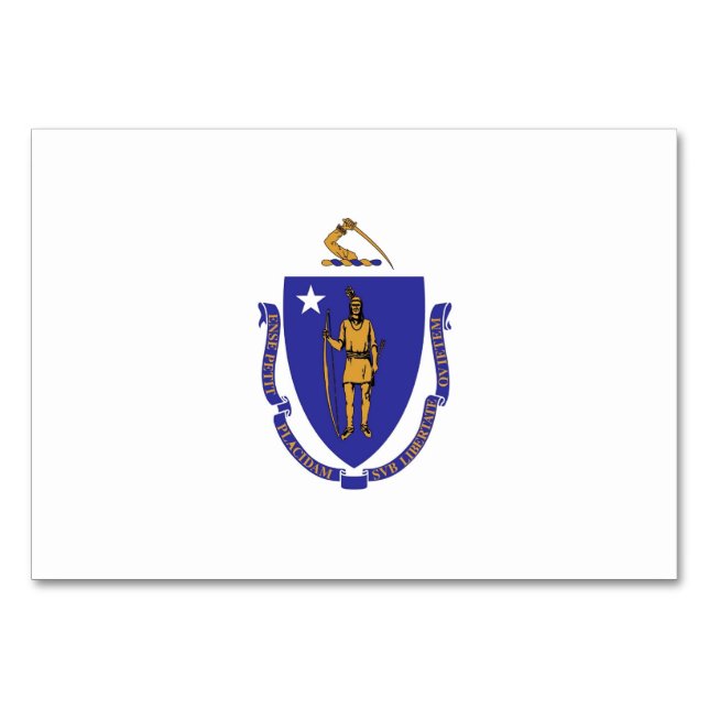 Patriotic table card with Flag of Massachusetts (Back)
