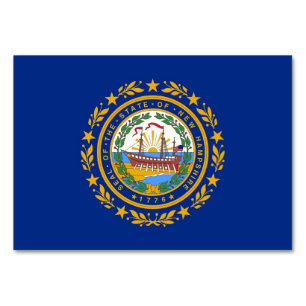 Patriotic table card with Flag of New Hampshire