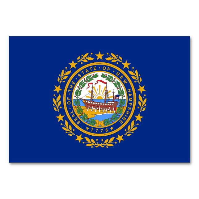 Patriotic table card with Flag of New Hampshire (Back)