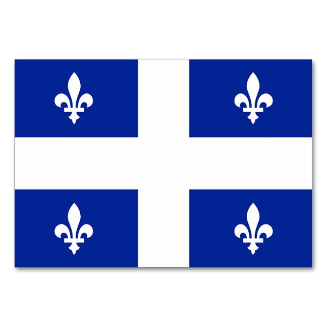 Patriotic table card with Flag of Quebec (Front)