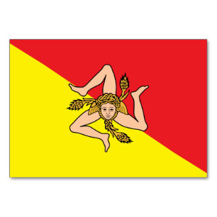 Patriotic table card with Flag of Sicily