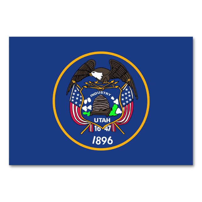 Patriotic table card with Flag of Utah (Back)