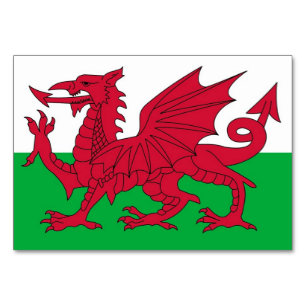 Patriotic table card with Flag of Wales