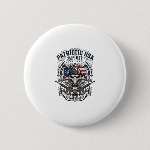Patriotic Tactical Eagle Skull Military Inspired S 2 Inch Round Button