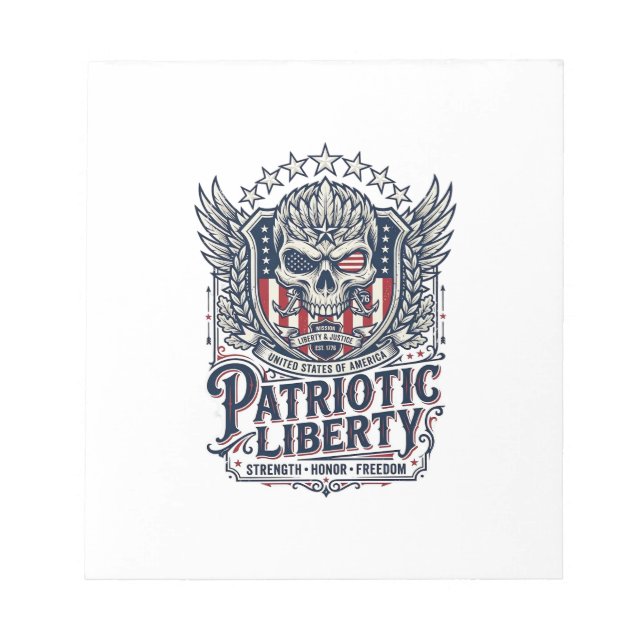 Patriotic Tactical Eagle Skull Military Inspired S Notepad (Front)