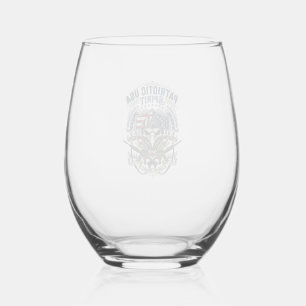 Patriotic Tactical Eagle Skull Military Inspired S Stemless Wine Glass