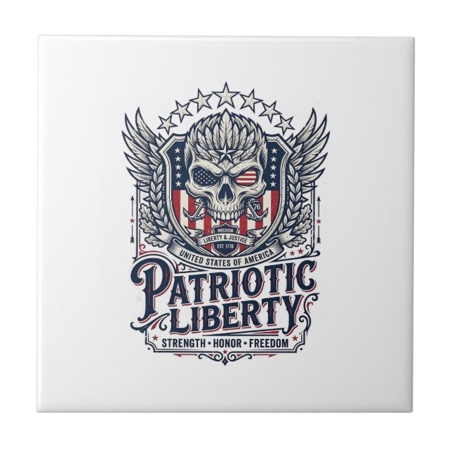 Patriotic Tactical Eagle Skull Military Inspired S Tile (Front)