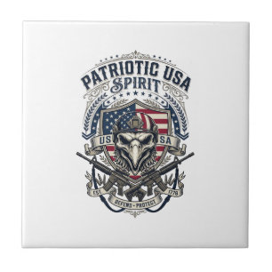 Patriotic Tactical Eagle Skull Military Inspired S Tile