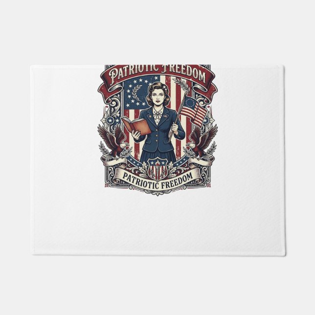 Patriotic Teacher Vector Graphic Tee_1 Doormat (Front)