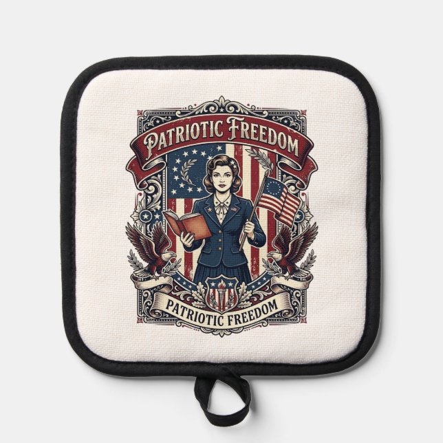 Patriotic Teacher Vector Graphic Tee_1 Pot Holder (Front)