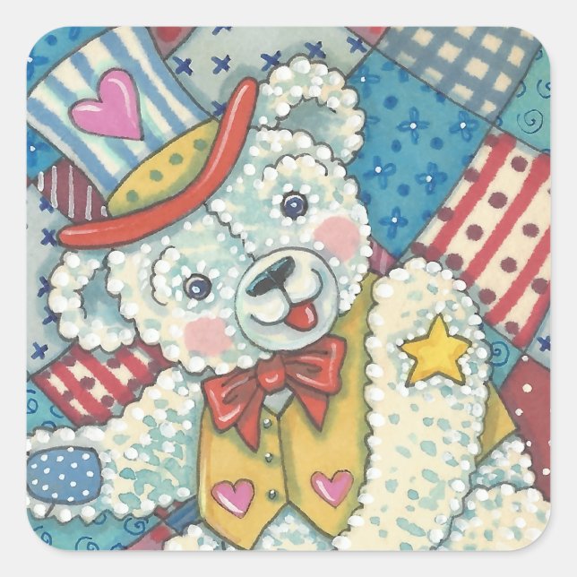 PATRIOTIC TEDDY BEAR, QUILT STICKERS Square *Sheet (Front)