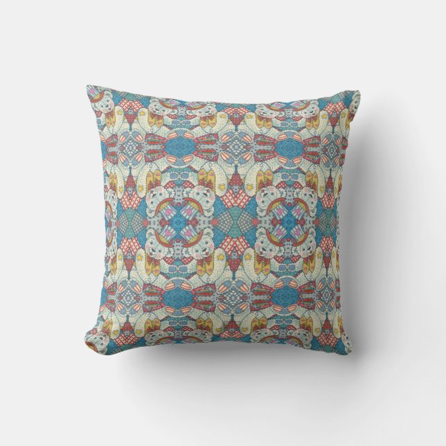 PATRIOTIC TEDDY BEAR & QUILT THROW PILLOW (Front)
