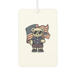 Patriotic Teddy Bear Vintage Engraving Shirt Desig Air Freshener