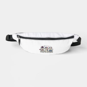 Patriotic Teddy Bears Vintage Engraving Vector Des Fanny Pack