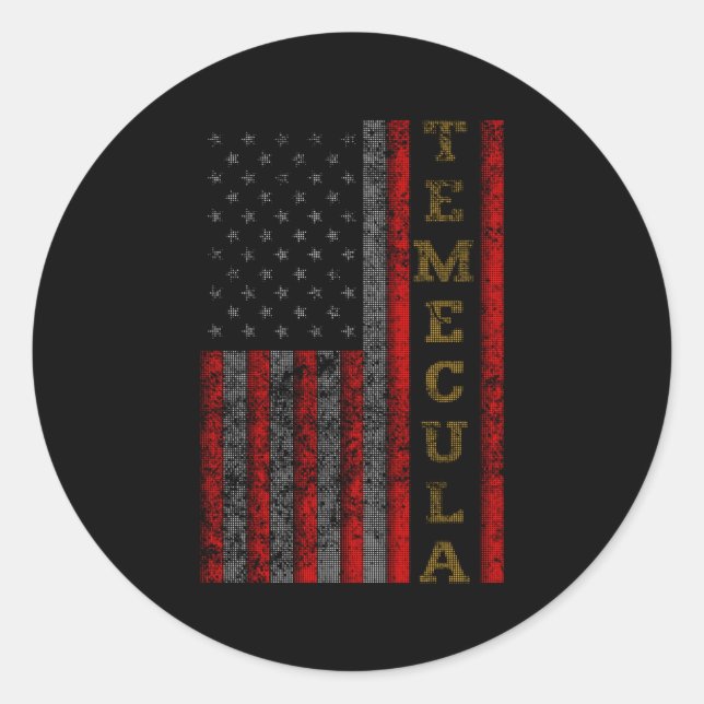 Patriotic Temecula Usa Us Flag Classic Round Sticker (Front)