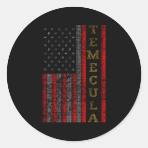 Patriotic Temecula Usa Us Flag Classic Round Sticker