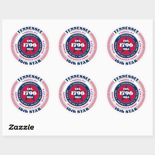 Patriotic Tennessee Circle Design Sticker (Sheet)