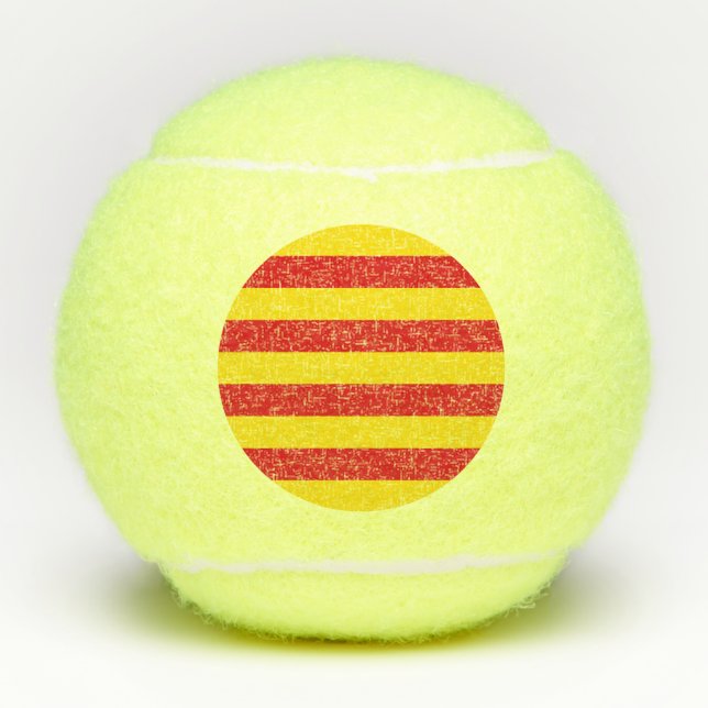 Patriotic Tennis Ball with Flag of Catalonia (Front)