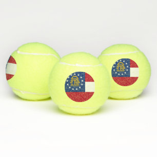 Patriotic Tennis Ball with Flag of Georgia, USA