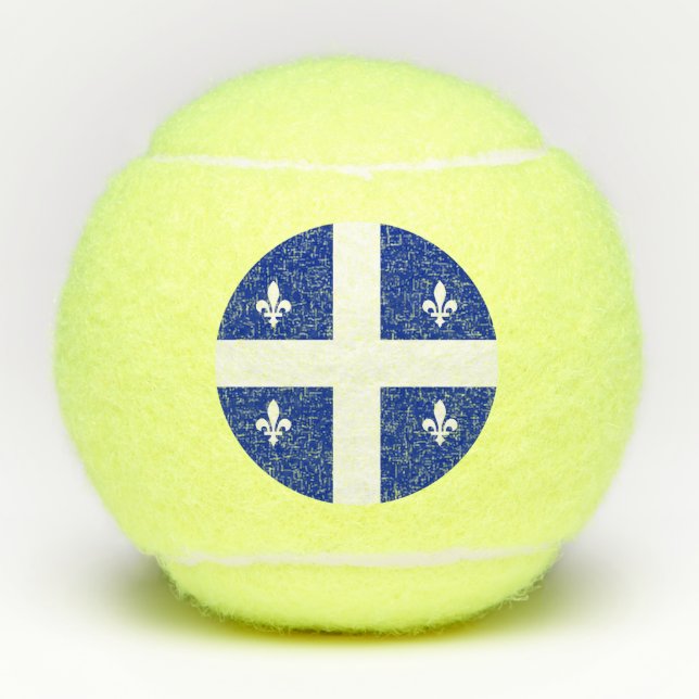 Patriotic Tennis Ball with Flag of Quebec, Canada (Front)