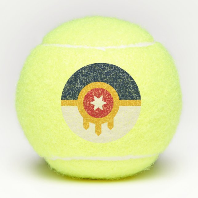 Patriotic Tennis Ball with Flag of Tulsa, Oklahoma (Front)