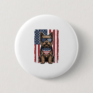 Patriotic Terrier Dog Vintage Flag Vector Design_1 2 Inch Round Button