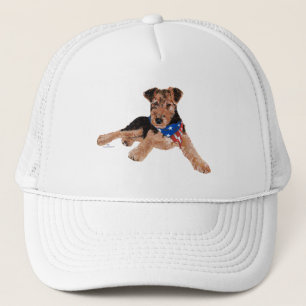 Patriotic Terrier Puppy Trucker Hat
