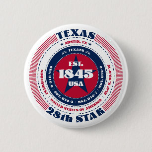 Patriotic Texas Circle with State Details 2 Inch Round Button