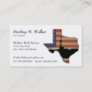 Patriotic Texas Oil Drilling Rig Business Card