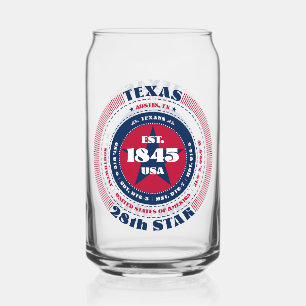 Patriotic Texas Typography Drinkware Set Can Glass