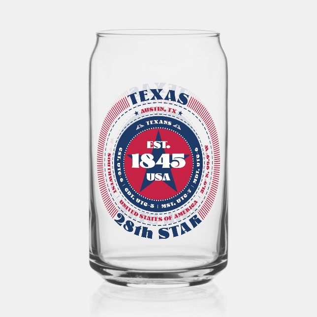 Patriotic Texas Typography Drinkware Set Can Glass (Front)