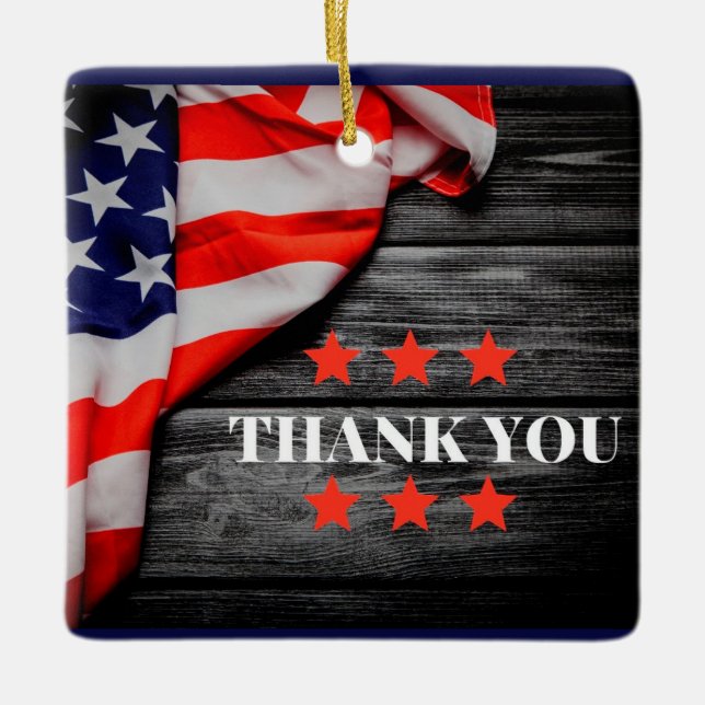 Patriotic Thank you  Ceramic Ornament (Front)