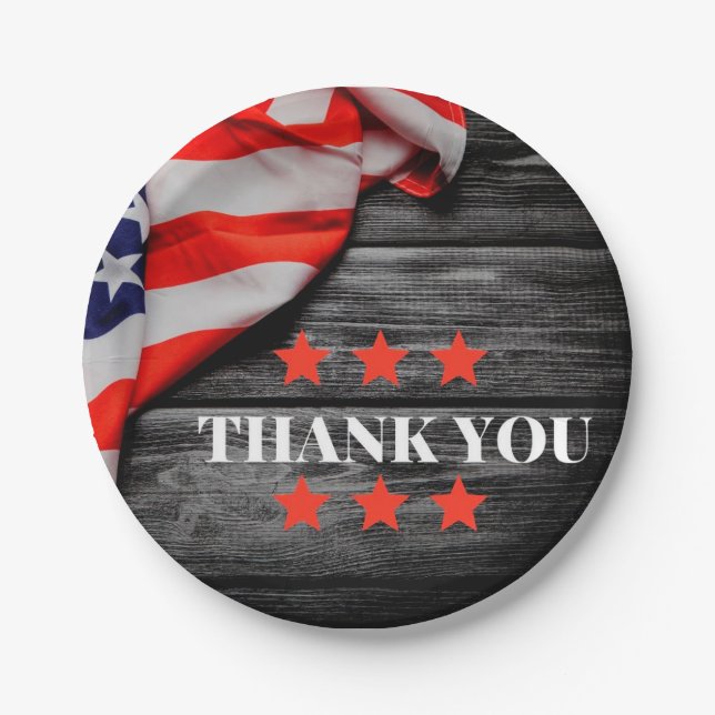 Patriotic Thank you    Paper Plate (Front)