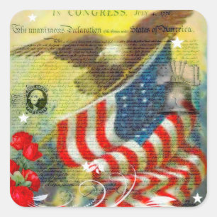 Patriotic theme square sticker
