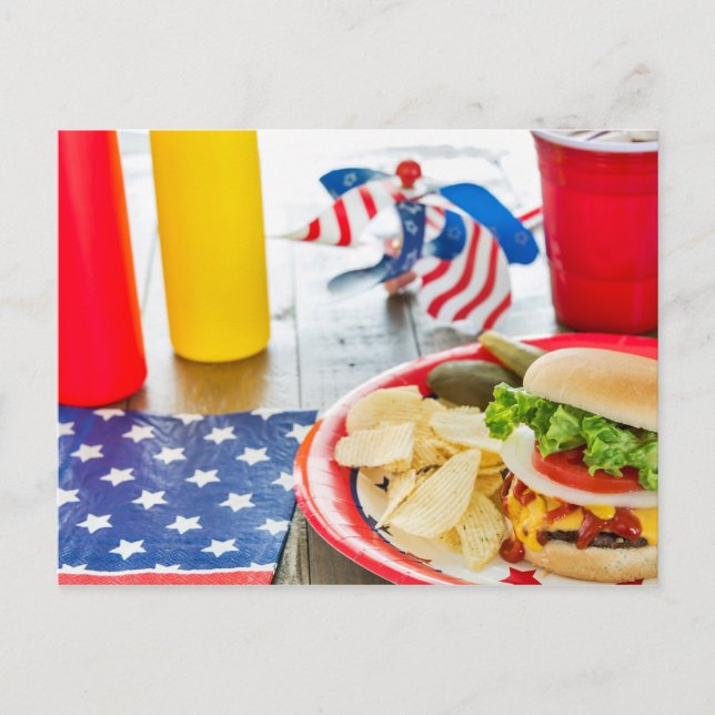 Patriotic themed party invitation postcards (Front)