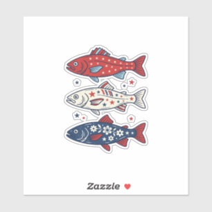 Patriotic Three Fish Vintage Engraving Shirt Desig