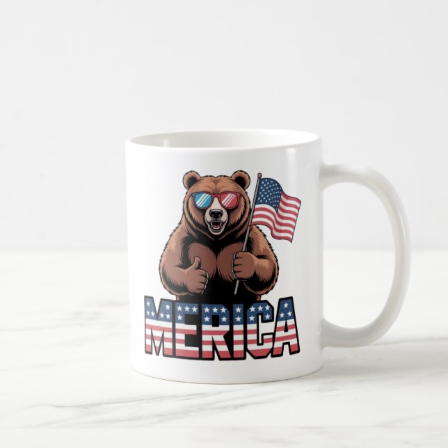 Patriotic Thumbs Up Bear Mug – Fun Americana  (Right)